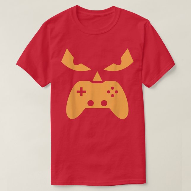 Pumpkin Jack O Lantern Face Game Controller Gaming T Shirt (Design framsida)