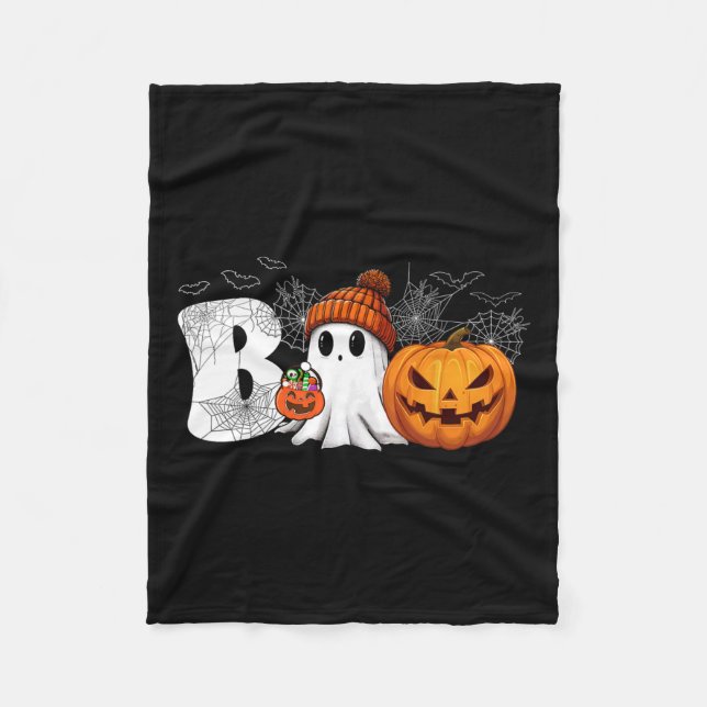 Pumpkin Jack o lantern Ghost Boo Halloween Costume Fleecefilt (Framsidan)