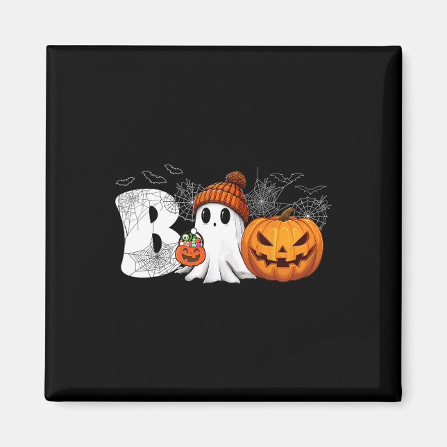 Pumpkin Jack o lantern Ghost Boo Halloween Costume Magnet (Framsidan)