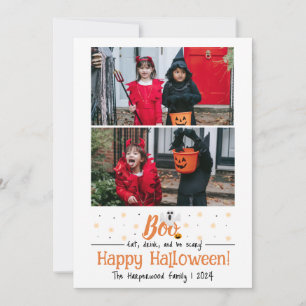 Pumpkin jack-o-lantern Halloween 2-familjfoto Julkort