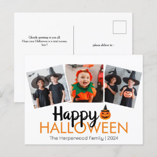 Pumpkin jack-o-lantern Halloween Family 3 Photo Helg Vykort