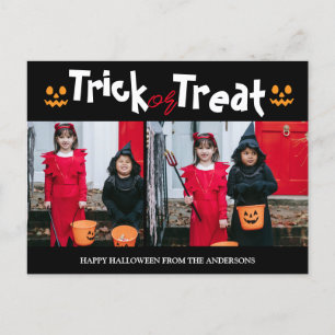 Pumpkin jack-o-lantern Halloween Family Two Photo Helg Vykort