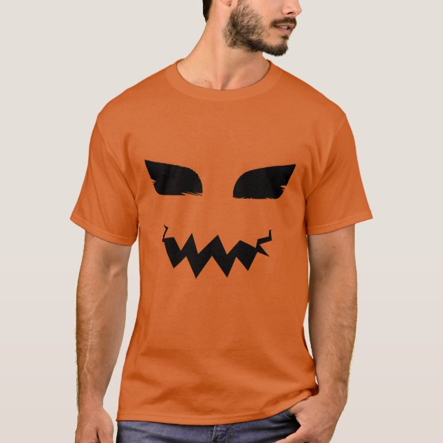 Pumpkin Jack o lantern Halloween Scary Ansikte Tee (Framsida)