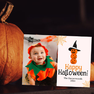 Pumpkin jack-o-lantern Happy halloween Photo Helg Vykort