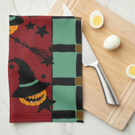 Pumpkin Jack-o’-Lanterns in Flight Tea Towel Kökshandduk