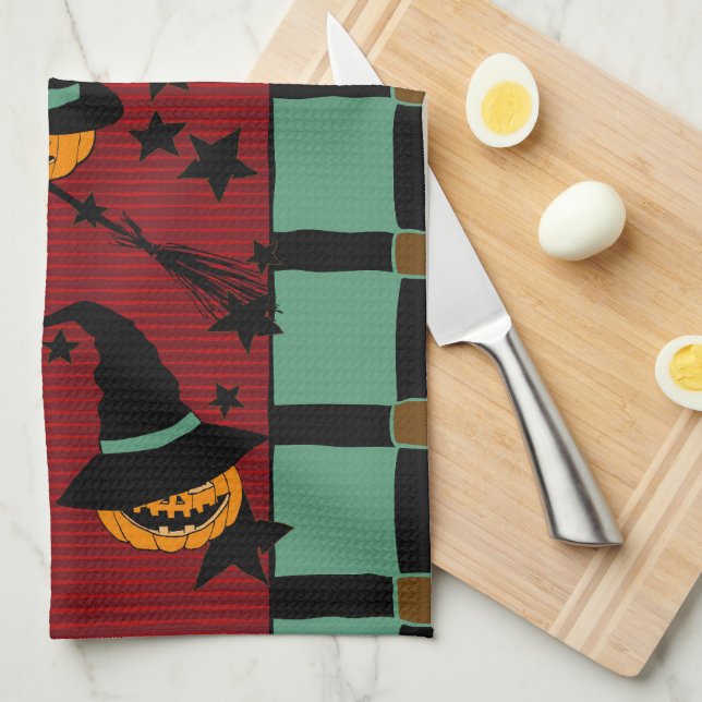 Pumpkin Jack-o’-Lanterns in Flight Tea Towel Kökshandduk (Vikt i Fjärdedel)