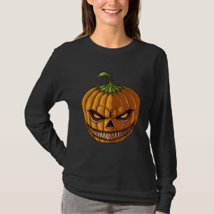 Pumpkin Jack O'Lantern Ansikte Evil Smile Hallowee T Shirt
