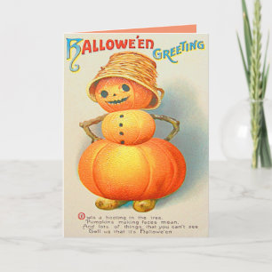 Pumpkin Jack O'Lantern Snögubbe Kort