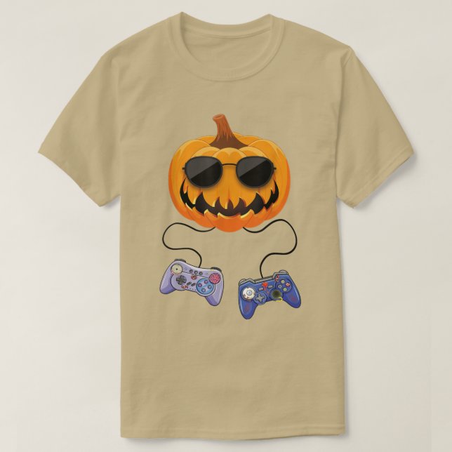Pumpkin JackOLantern Video Game Controller Hallowe T Shirt (Design framsida)