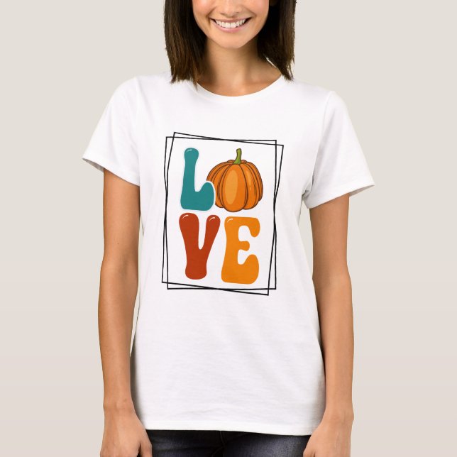 Pumpkin KÄRLEK, hösten, kvinnor T Shirt (Framsida)