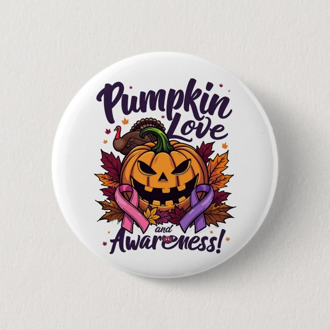 Pumpkin Kärlek och medvetenhet Knapp (Framsida)