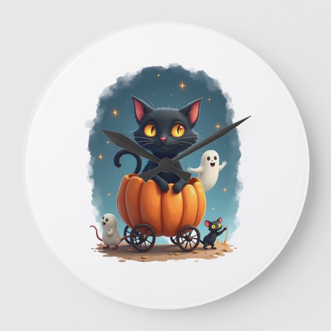 Pumpkin Katt Express Stor Klocka (Framsida)