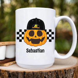 Pumpkin Killen Retro Mönster Boys Fall Halloween Kaffemugg