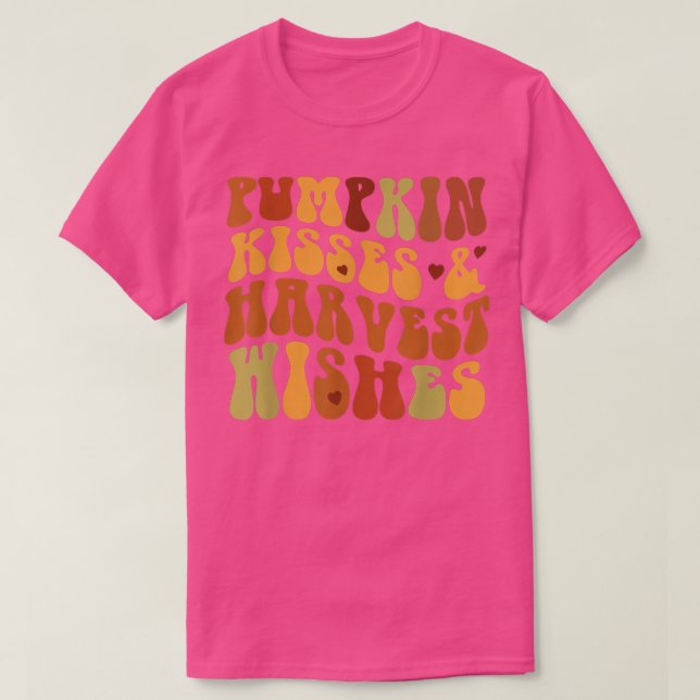 Pumpkin Kisses Harvest Önskemål Fall Autumn Pumpki T Shirt (Design framsida)