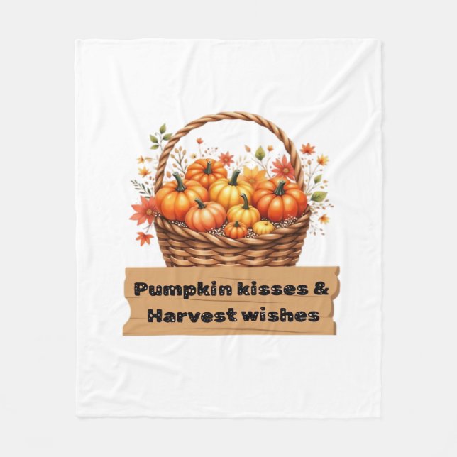 Pumpkin Kisses & Harvest Önskemål Fall Design Over Fleecefilt (Framsidan)