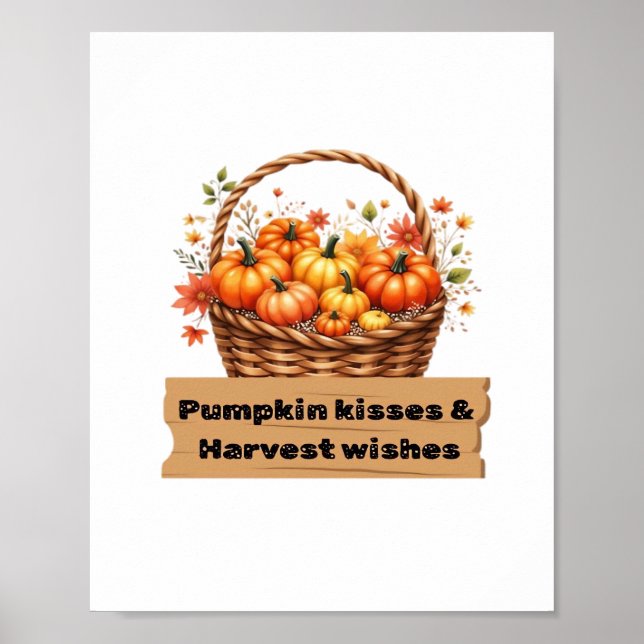 Pumpkin Kisses & Harvest Önskemål Fall Design Over Poster (Framsidan)