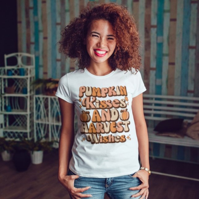 Pumpkin Kisses & Harvest Önskemål T Shirt (Skapare uppladdad)