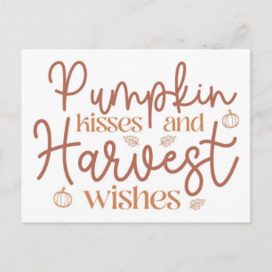 Pumpkin Kisses och Harvest Önskemål Vykort