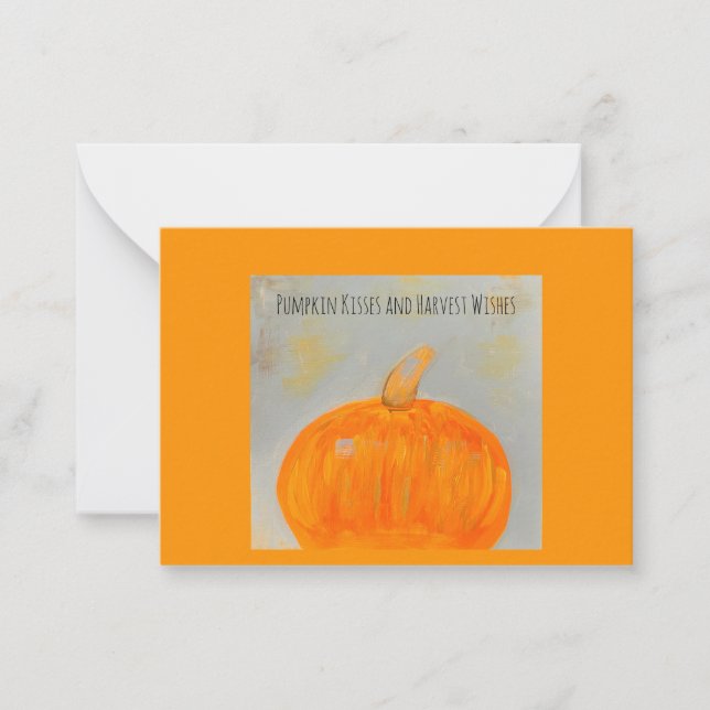 Pumpkin Kisses-Orange - platta anteckningskort (Framsida)