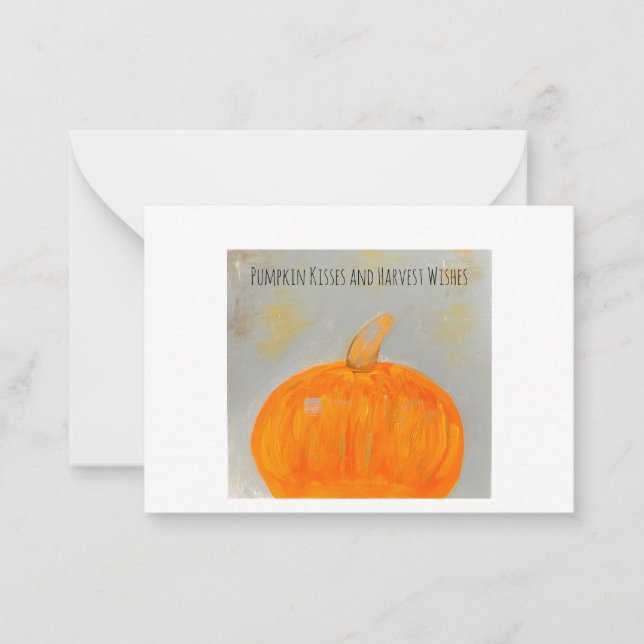 Pumpkin Kisses White Flat Note Card Anteckningskort (Framsida)