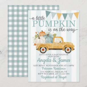 Pumpkin-korrigering för Rustic Lastbil Baby Shower Inbjudningar