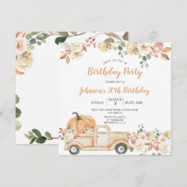 Pumpkin Lastbil 30års födelsedag Party Rustic Blom Inbjudningar