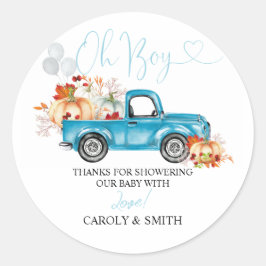 Pumpkin Lastbil Baby Shower Classic Round Sticker Runt Klistermärke