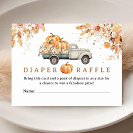 Pumpkin Lastbil Baby Shower Fall Diaper Raffle Tilläggskort