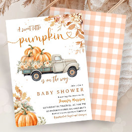 Pumpkin Lastbil Baby Shower Fall Gender Neutral Inbjudningar
