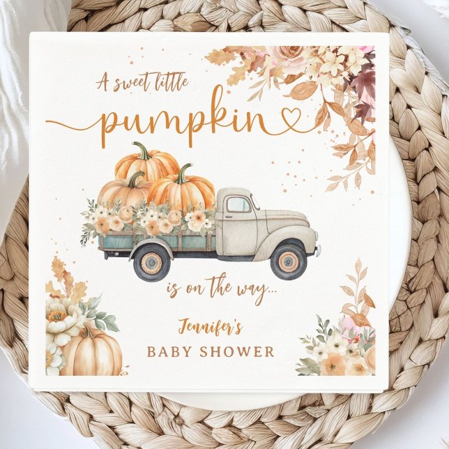 Pumpkin Lastbil Baby Shower Fall Party Papper Pappersservett (Skapare uppladdad)