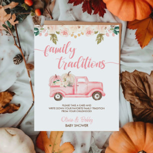 Pumpkin Lastbil Baby Shower Family Traditions-teck Poster