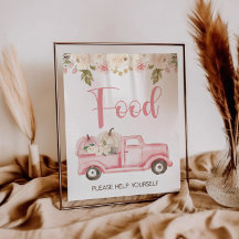 Pumpkin Lastbil Baby Shower Food Sign