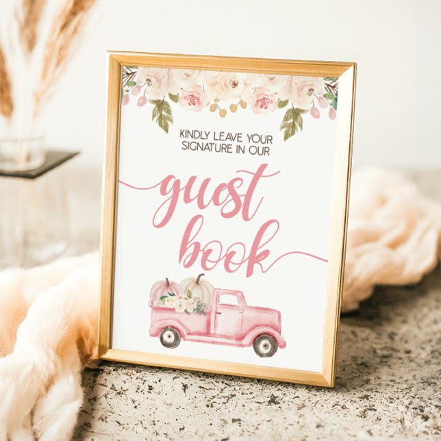 Pumpkin Lastbil Baby Shower Guest Bok Sign Poster (Skapare uppladdad)