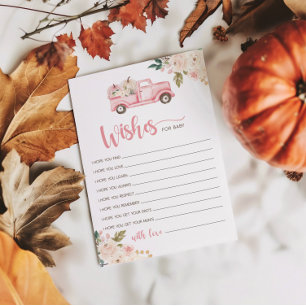 Pumpkin Lastbil Baby Shower Önskemål för Baby-kort Inbjudningar
