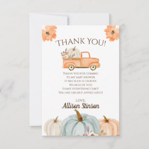 Pumpkin Lastbil Baby Shower Tack Kort