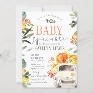 Pumpkin Lastbil Baby Sprinkle Greenery Inbjudningar