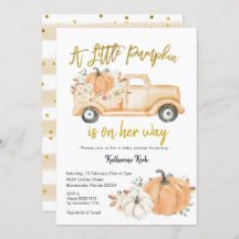 Pumpkin Lastbil Blommigt Girl Baby Shower-inbjudan