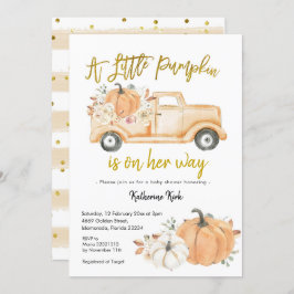 Pumpkin Lastbil Blommigt Girl Baby Shower-inbjudan Inbjudningar