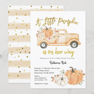Pumpkin Lastbil Blommigt Girl Baby Shower-inbjudan Inbjudningar
