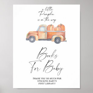 Pumpkin lastbil fall bokar för baby poster