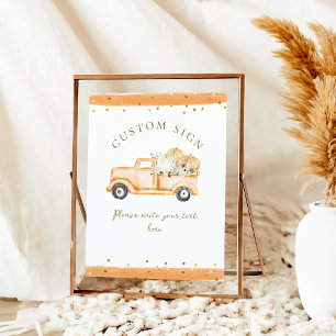 Pumpkin Lastbil Modern Fall Baby Shower Anpassning Poster