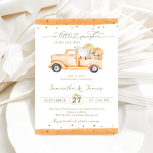 Pumpkin Lastbil Modern Fall Baby Shower Inbjudningar