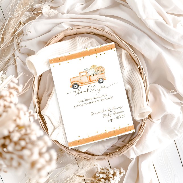 Pumpkin Lastbil Modern Fall Baby Shower Tack Kort (Skapare uppladdad)
