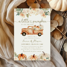 Pumpkin Lastbil Orange Fall Neutralt Baby Shower