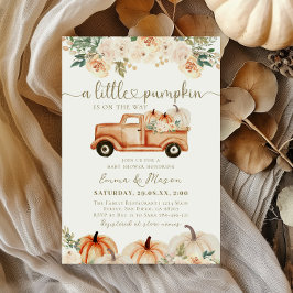 Pumpkin Lastbil Orange Fall Neutralt Baby Shower Inbjudningar