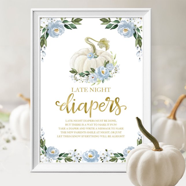 Pumpkin Late Night Diaper Baby Shower Game Sign Poster (Skapare uppladdad)