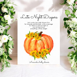 Pumpkin Late Night Diaper Baby Shower Poster