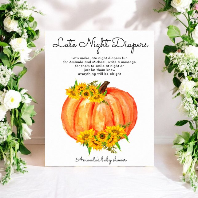 Pumpkin Late Night Diaper Baby Shower Poster (Skapare uppladdad)