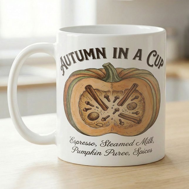 Pumpkin Latte Anatomy Autumn Ingredients Kaffemugg (Skapare uppladdad)