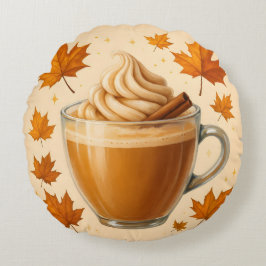 Pumpkin Latte Daydröm | Mysiga hösten Dekorativ ku Rund Kudde